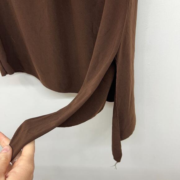 Vintage Y2K 2000s Fashion Bug Brown Cinched Asymmetrical Hem Tank Top Medium - Picture 6 of 11